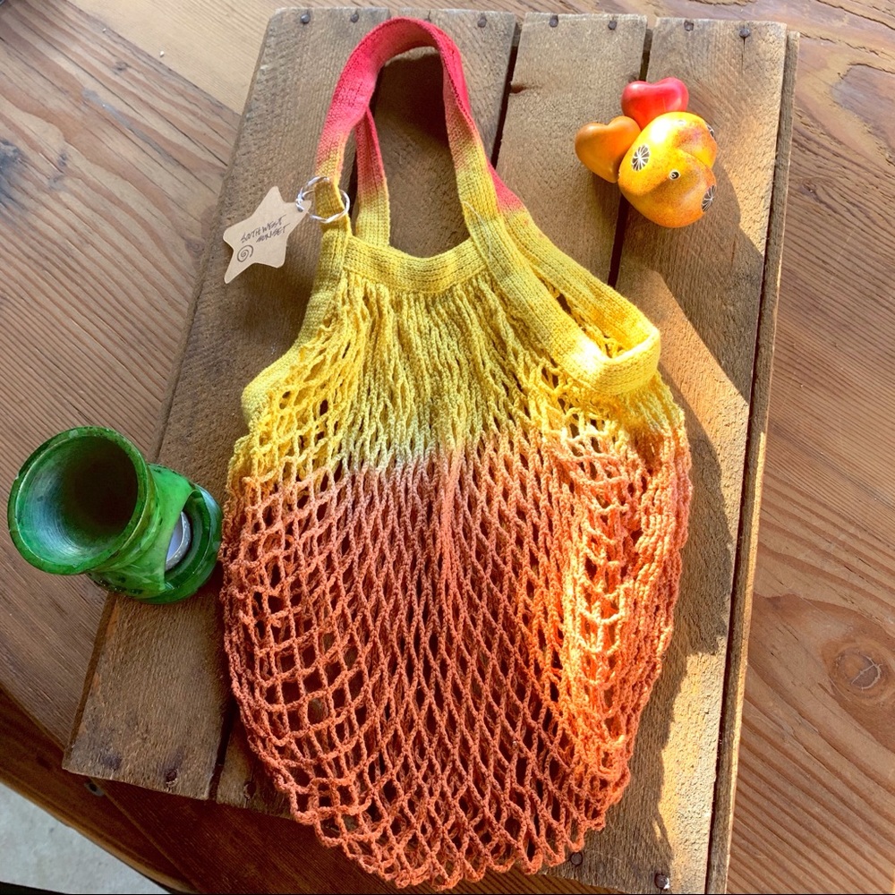✨HAND DYED NET STRING FRENCH MARKET BAG✨